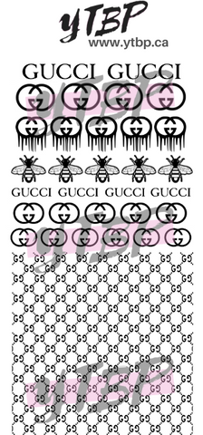 Decals - Gucci Clear 2 with Drips - Press on Nails, Nail decals, Nails