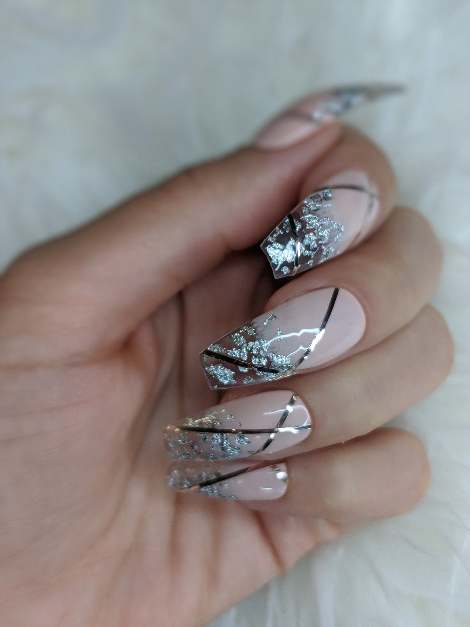 Silver Storm - Press on Nails, Nail decals, Nails