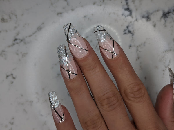 Silver Storm - Press on Nails, Nail decals, Nails