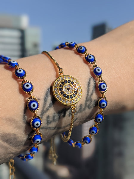 Evil Eye Pendant Bracelet - Press on Nails, Nail decals, Nails